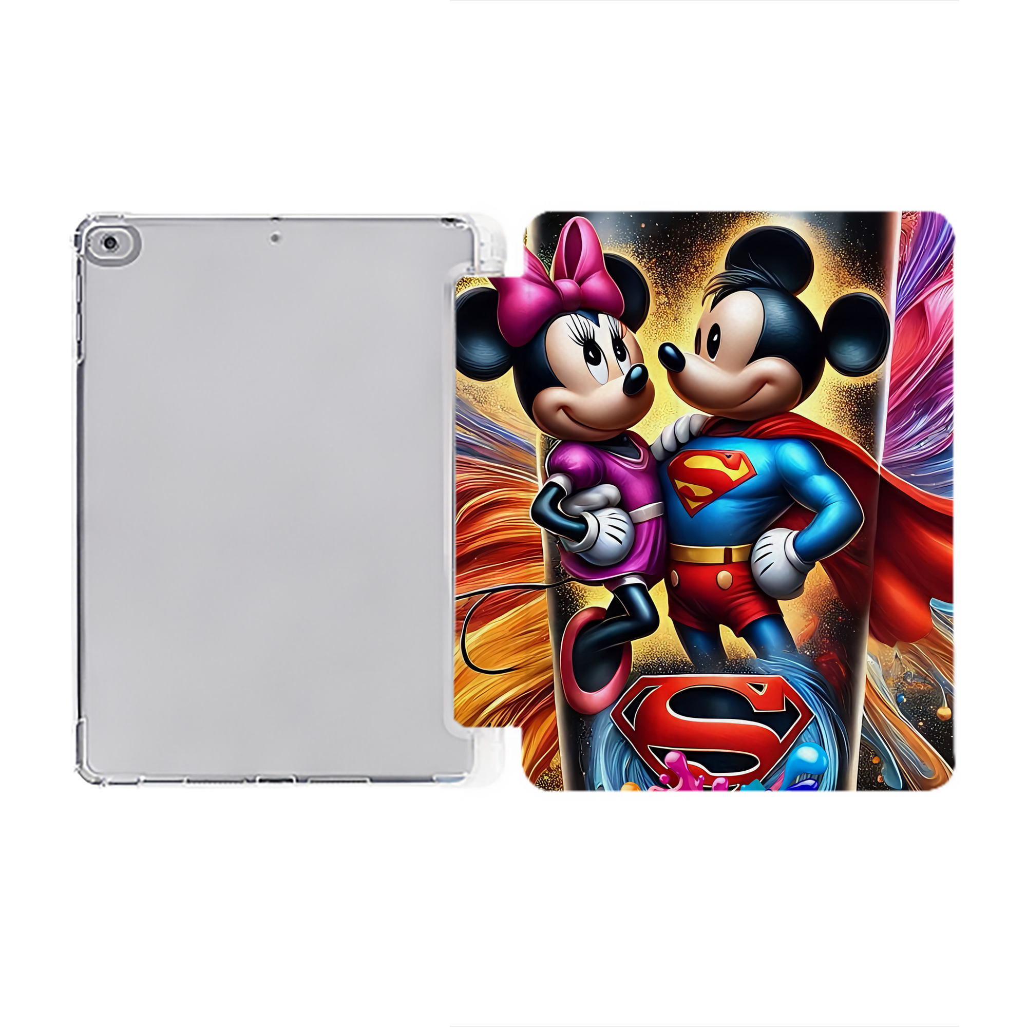（画像用） ミッキーマウス Mickey Mouse IPad ケース ペン収納付き 三つ折りスタンド PUレザー×シリコン 対応機種9.5/10.5/10.9インチ